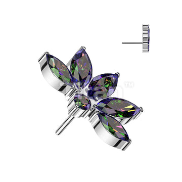 Implant Grade Titanium Threadless Push In Marquise CZ Lotus Flower Top - Image 5