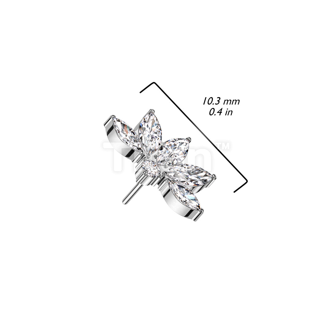 Implant Grade Titanium Threadless Push In Marquise CZ Lotus Flower Top - Image 6