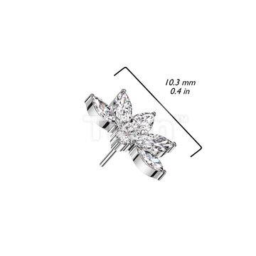 Implant Grade Titanium Threadless Push In Marquise CZ Lotus Flower Top - Image 6