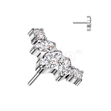 Implant Grade Titanium Threadless Push In Marquise and Round CZ Fan Top - Image 2