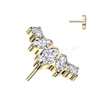 Implant Grade Titanium Threadless Push In Marquise and Round CZ Fan Top - Image 3
