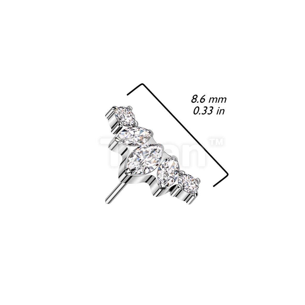 Implant Grade Titanium Threadless Push In Marquise and Round CZ Fan Top - Image 4