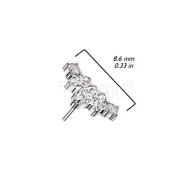 Implant Grade Titanium Threadless Push In Marquise and Round CZ Fan Top - Image 4