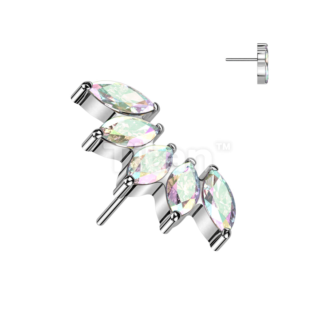 ASTM F136 Titanium Implant Grade Titanium Threadless Push In 5 Marquise... - Image 2