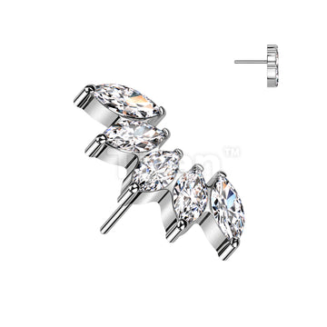 Implant Grade Titanium Threadless Push In 5 Marquise CZ Fan Top - Image 3