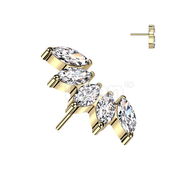 Implant Grade Titanium Threadless Push In 5 Marquise CZ Fan Top - Image 4