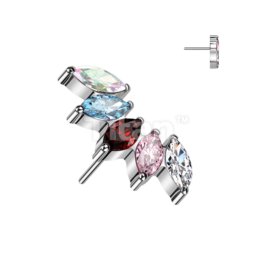 Implant Grade Titanium Threadless Push In 5 Marquise CZ Fan Top - Image 8