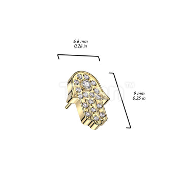 Implant Grade Titanium Threadless Push In Hamsa Pave CZ Top - Image 4