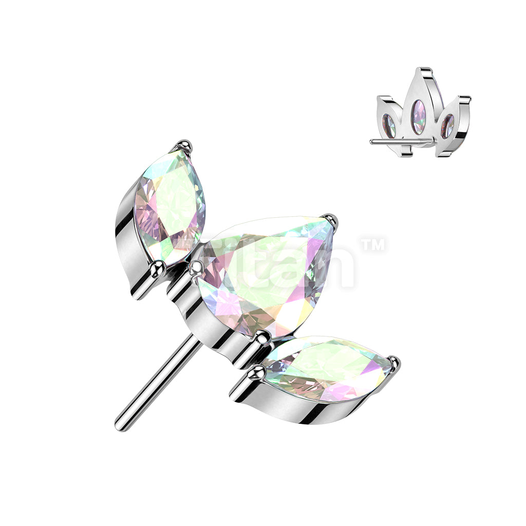 ASTM F136 Titanium Implant Grade Titanium Threadless Push In Pear CZ... - Image 2