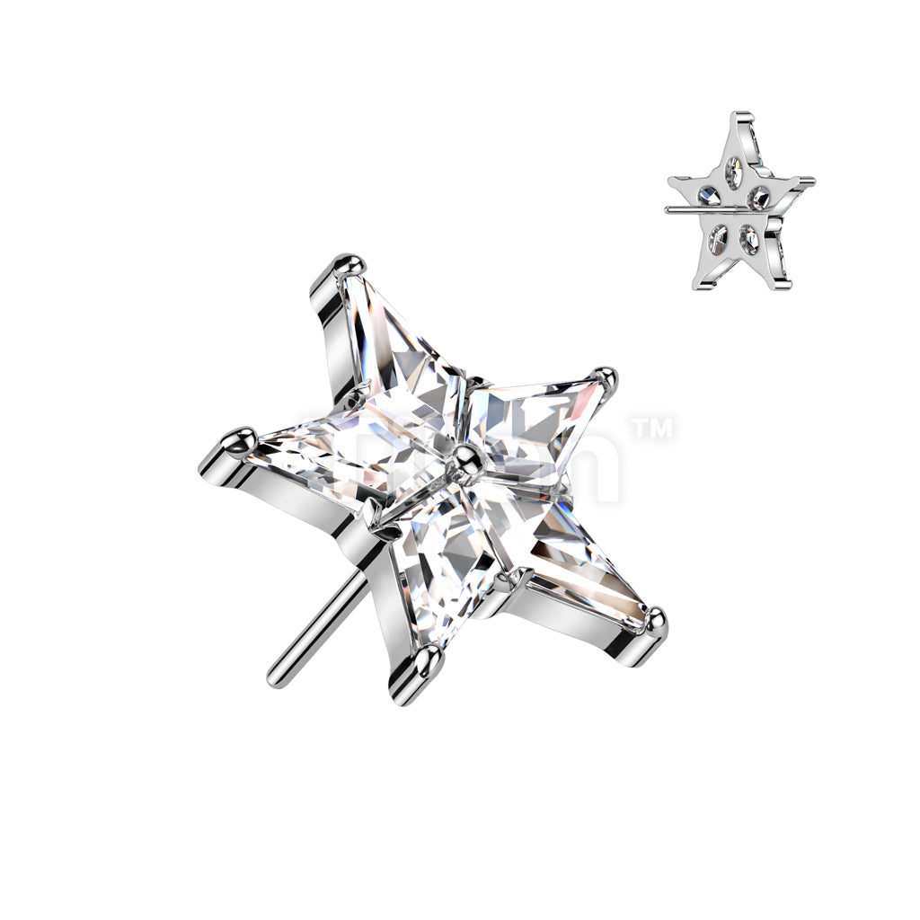 ASTM F136 Titanium Implant Grade Titanium Threadless Push In Star CZ Top - Image 3