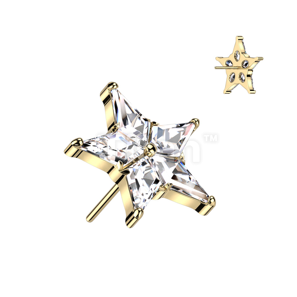 ASTM F136 Titanium Implant Grade Titanium Threadless Push In Star CZ Top - Image 4