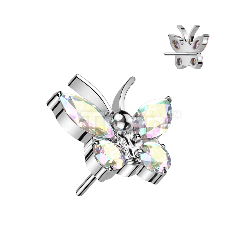 Implant Grade Titanium Threadless Push In CZ Butterfly Top - Image 2