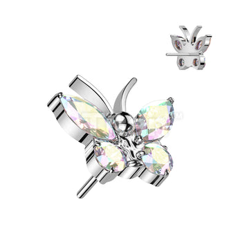 Implant Grade Titanium Threadless Push In CZ Butterfly Top - Image 2