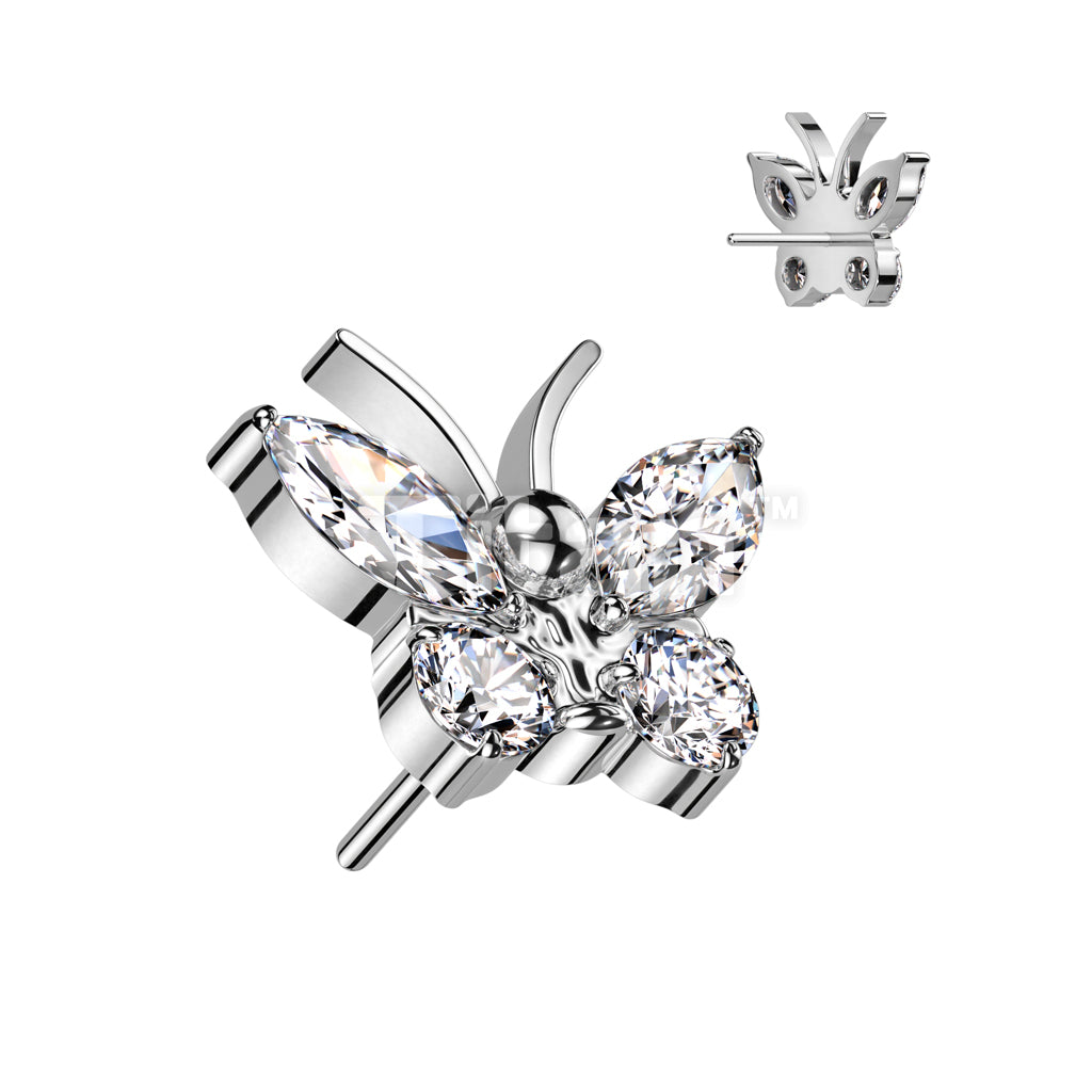 Implant Grade Titanium Threadless Push In CZ Butterfly Top - Image 3
