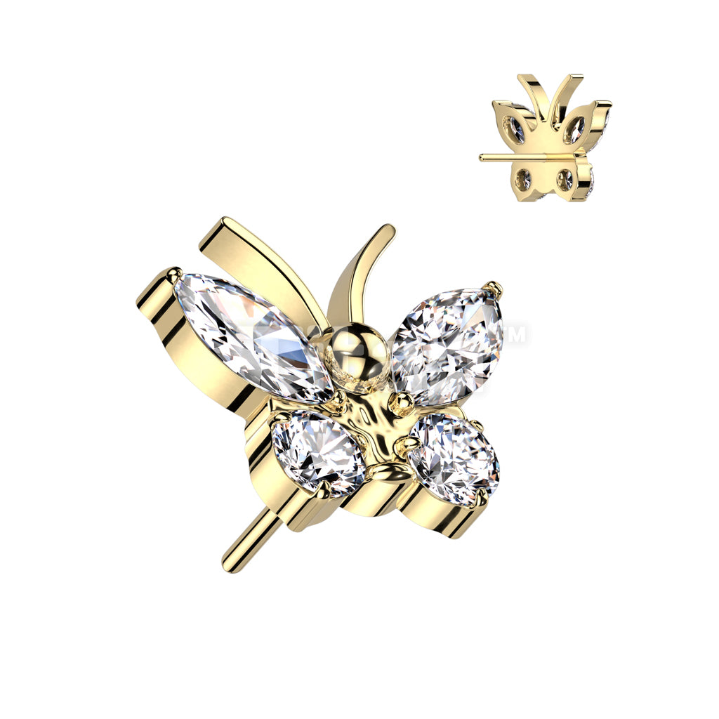 Implant Grade Titanium Threadless Push In CZ Butterfly Top - Image 4