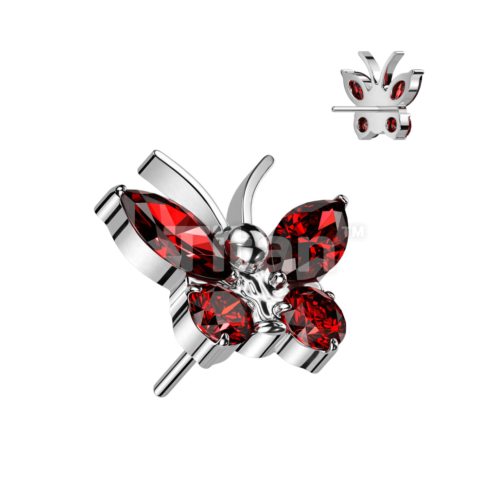 Implant Grade Titanium Threadless Push In CZ Butterfly Top - Image 6