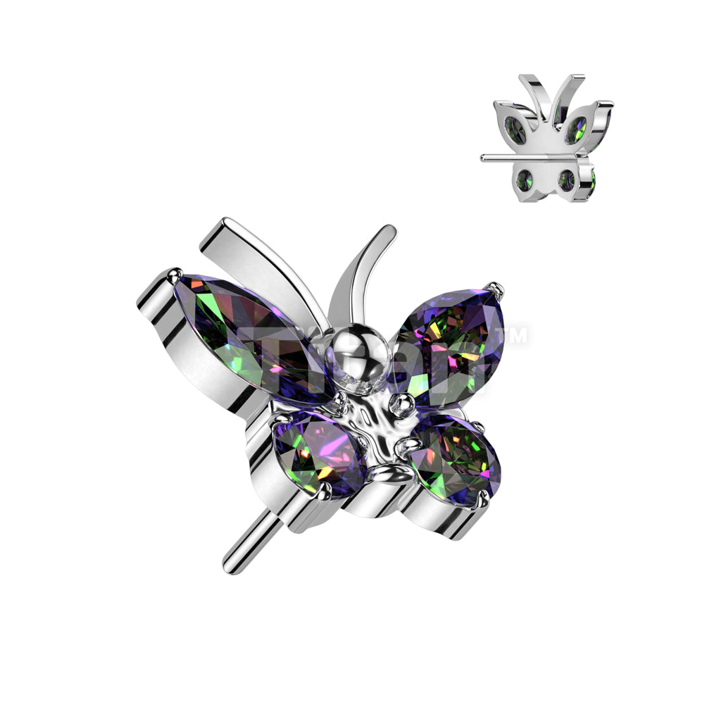 Implant Grade Titanium Threadless Push In CZ Butterfly Top - Image 7
