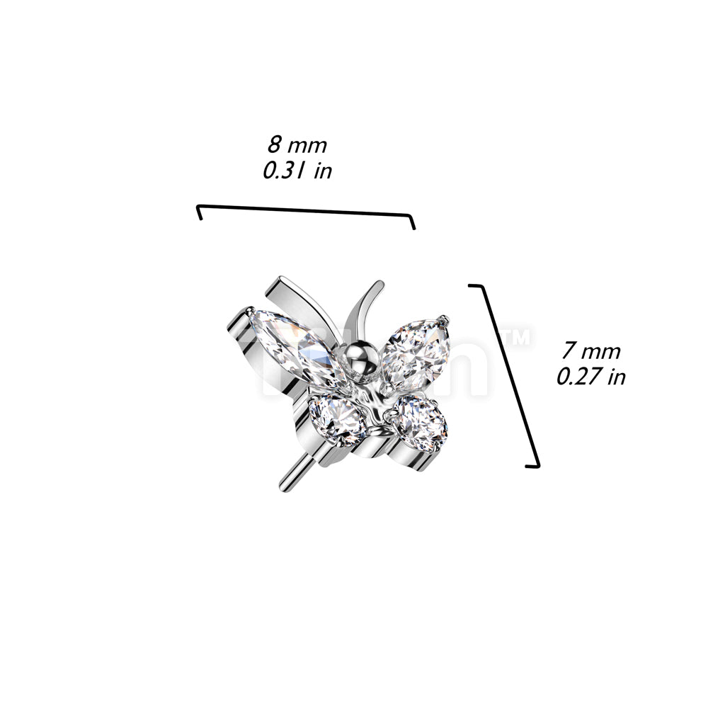 Implant Grade Titanium Threadless Push In CZ Butterfly Top - Image 8