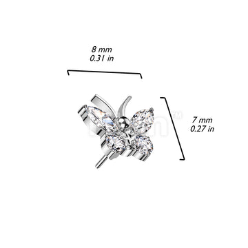 Implant Grade Titanium Threadless Push In CZ Butterfly Top - Image 8