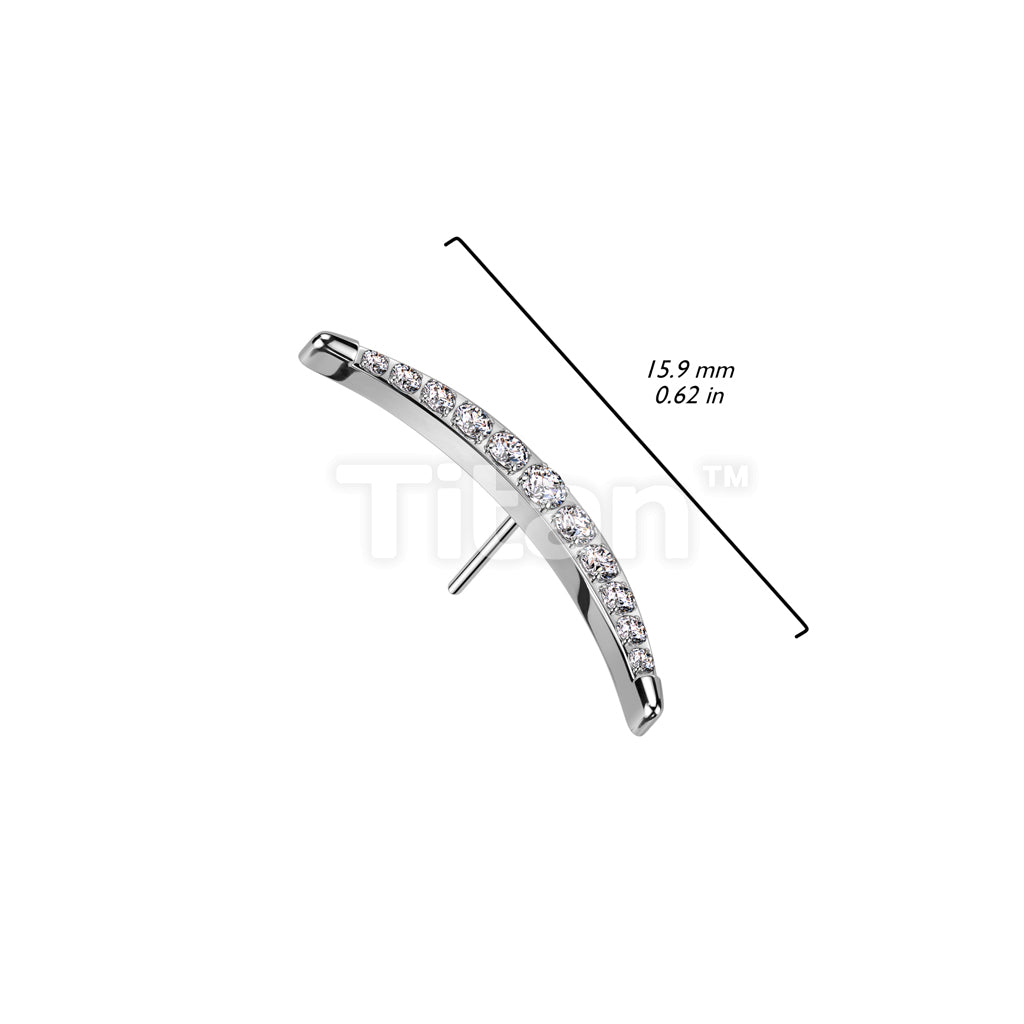 Implant Grade Titanium Threadless Push In Long Crescent Moon With CZ Pave Top - Image 6