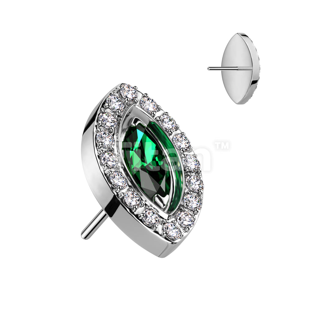 Implant Grade Titanium Threadless Push In Marquise CZ Center With CZ... - Image 3