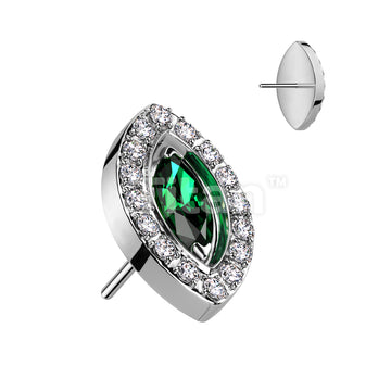 Implant Grade Titanium Threadless Push In Marquise CZ Center With CZ... - Image 3
