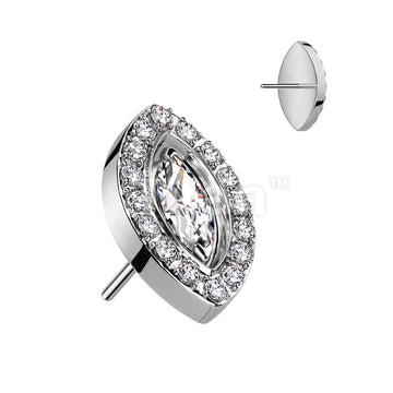 Implant Grade Titanium Threadless Push In Marquise CZ Center With CZ... - Image 2