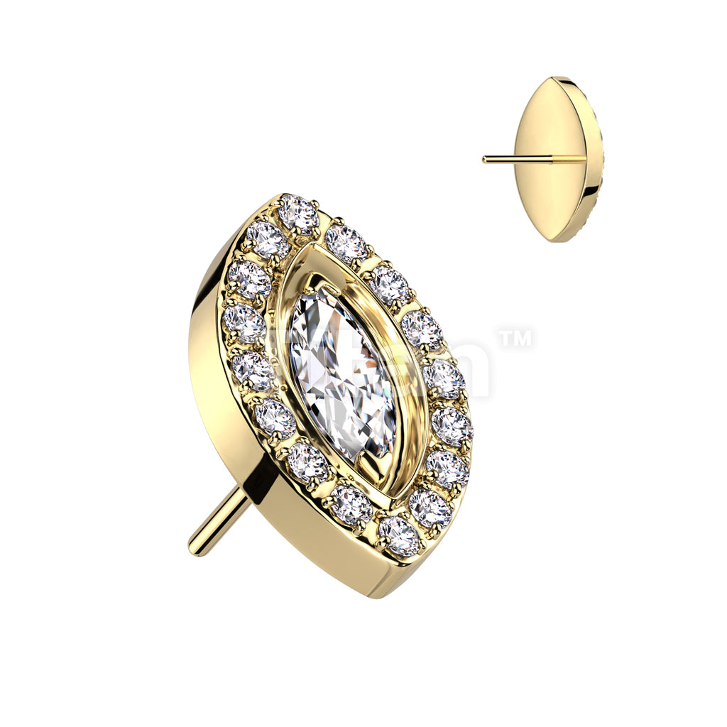 Implant Grade Titanium Threadless Push In Marquise CZ Center With CZ... - Image 5