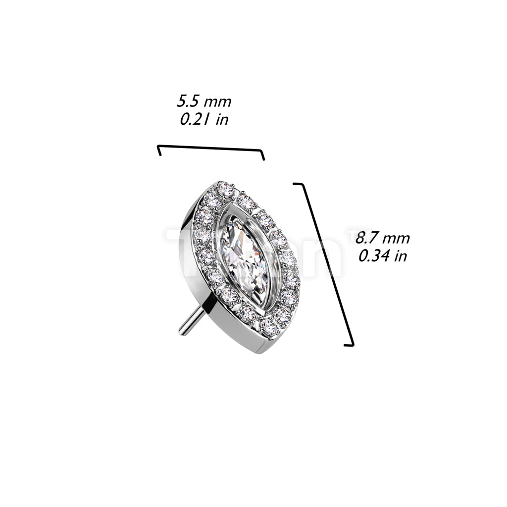 Implant Grade Titanium Threadless Push In Marquise CZ Center With CZ... - Image 6