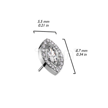 Implant Grade Titanium Threadless Push In Marquise CZ Center With CZ... - Image 6