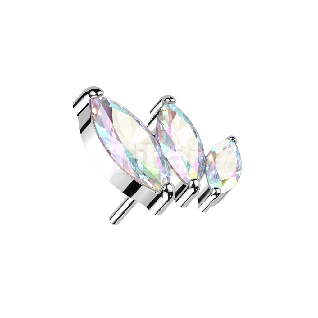 Implant Grade Titanium Threadless Push In Triple Marquise CZ Top - Image 2
