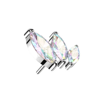 Implant Grade Titanium Threadless Push In Triple Marquise CZ Top - Image 2