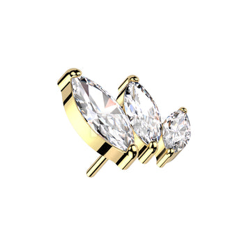 Implant Grade Titanium Threadless Push In Triple Marquise CZ Top - Image 4