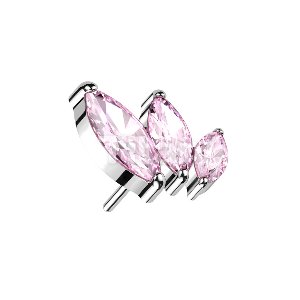 Implant Grade Titanium Threadless Push In Triple Marquise CZ Top - Image 5