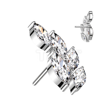 Implant Grade Titanium Threadless Push In 5 Marquise CZ Vine Top - Image 2