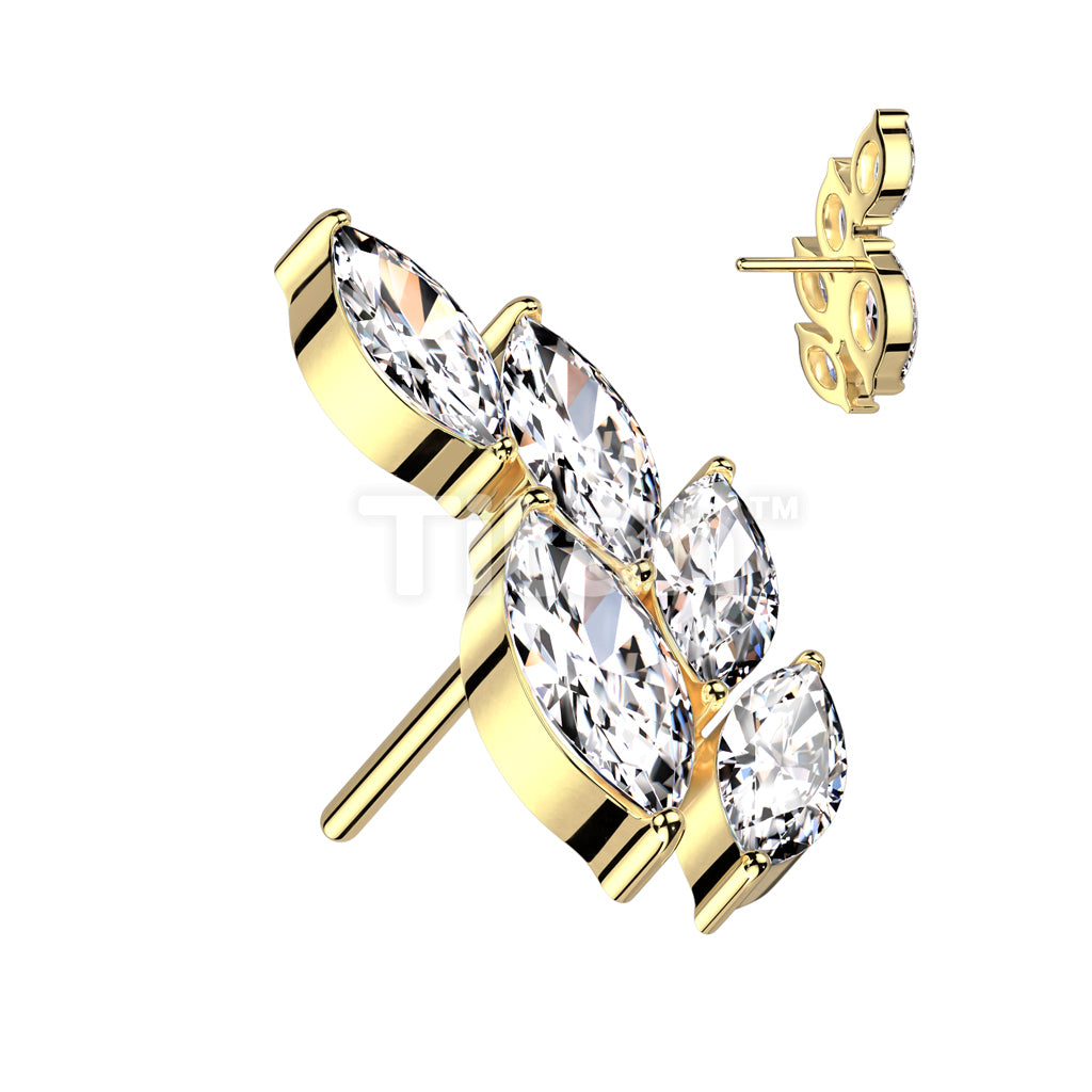 Implant Grade Titanium Threadless Push In 5 Marquise CZ Vine Top - Image 3