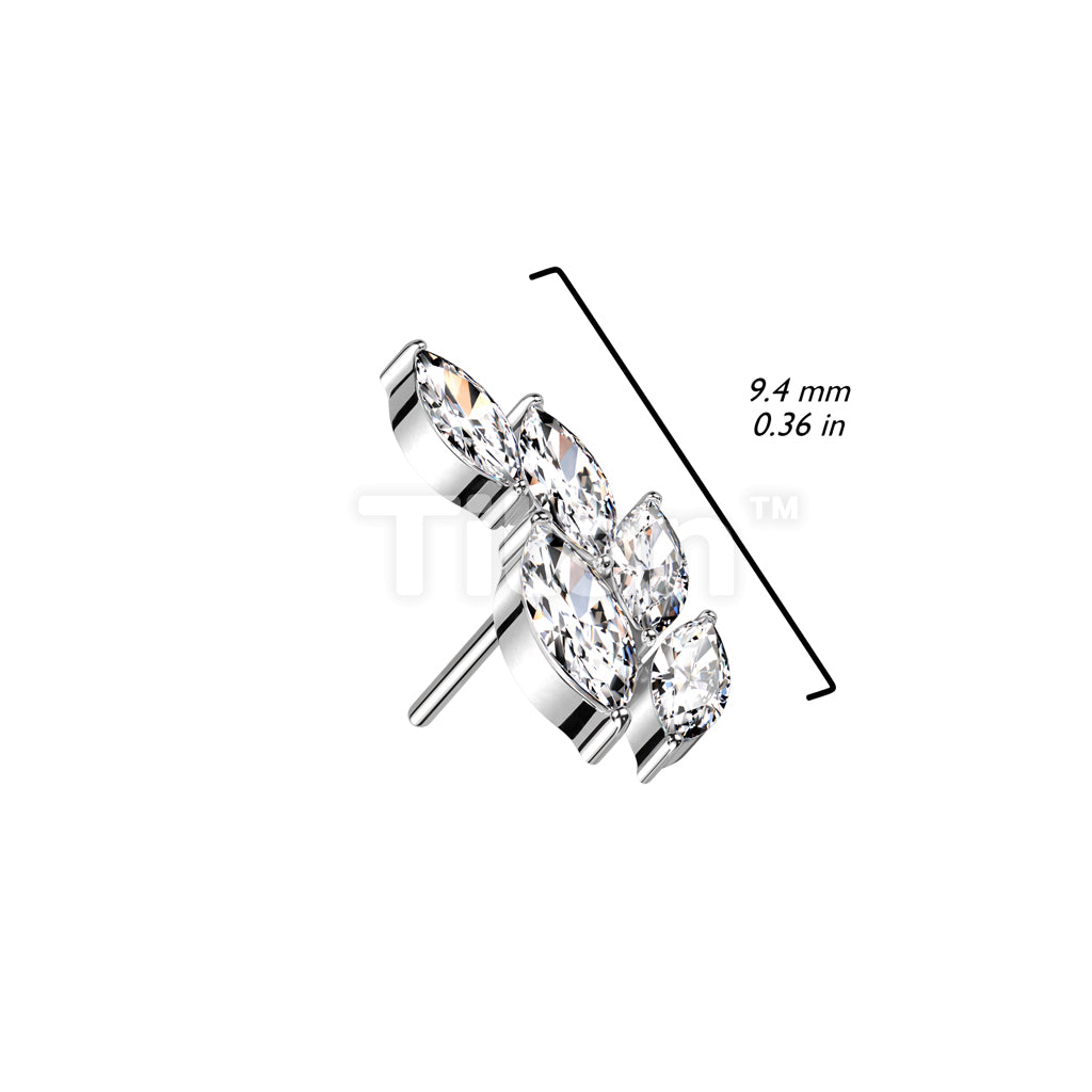 Implant Grade Titanium Threadless Push In 5 Marquise CZ Vine Top - Image 4