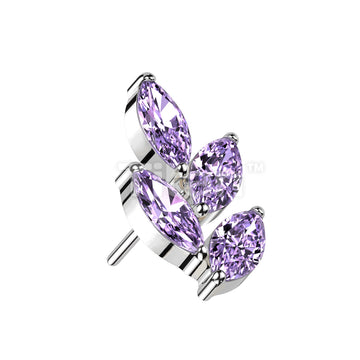 Implant Grade Titanium Threadless Push In Marquise CZ Leaf Top - Image 2