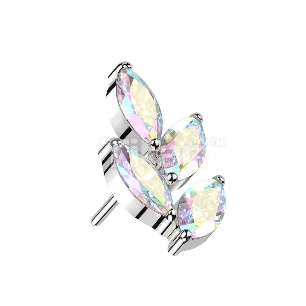 Implant Grade Titanium Threadless Push In Marquise CZ Leaf Top - Image 3