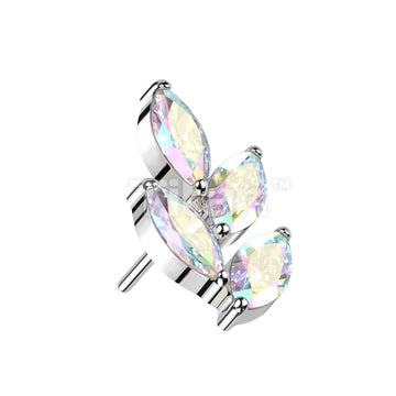Implant Grade Titanium Threadless Push In Marquise CZ Leaf Top - Image 3