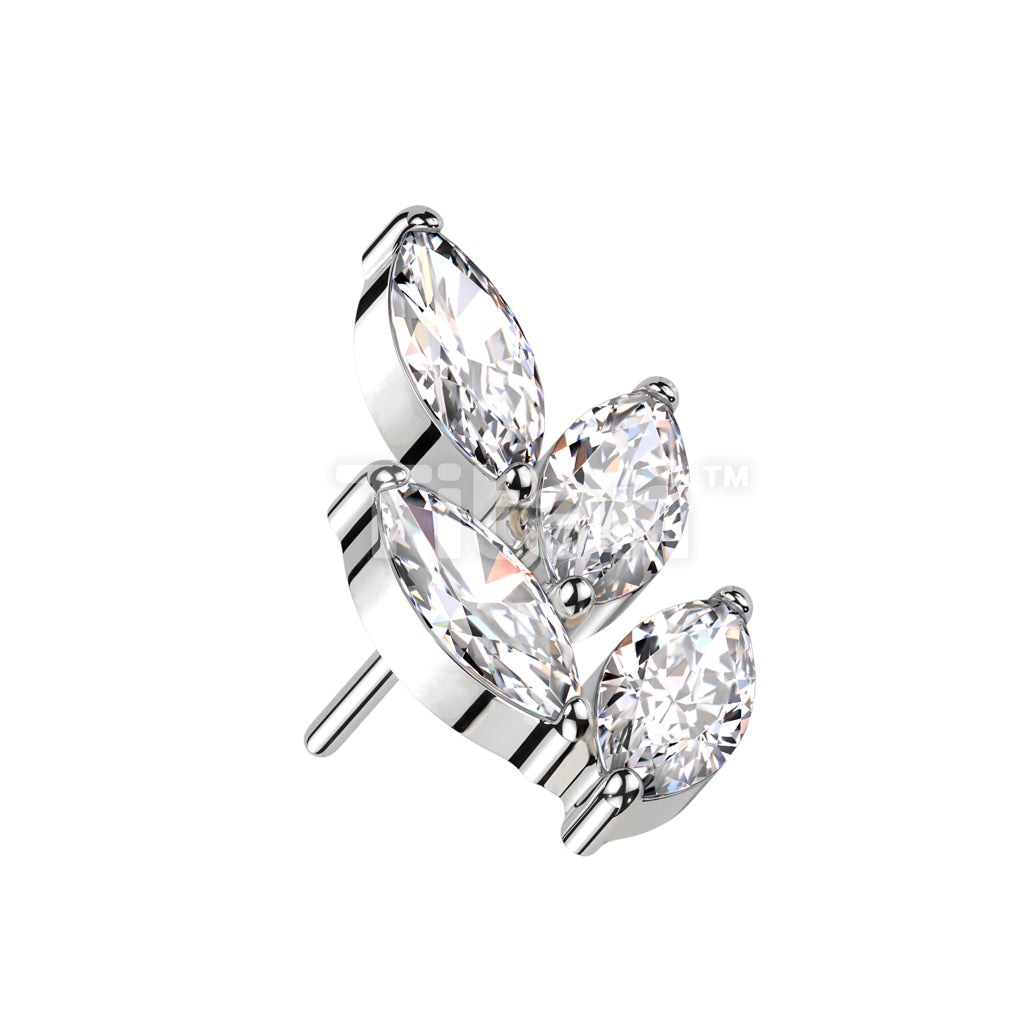 Implant Grade Titanium Threadless Push In Marquise CZ Leaf Top - Image 4