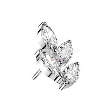 Implant Grade Titanium Threadless Push In Marquise CZ Leaf Top - Image 4