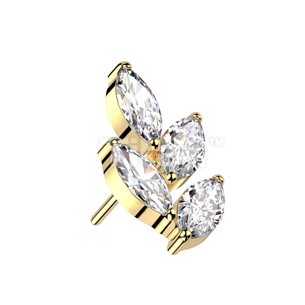 Implant Grade Titanium Threadless Push In Marquise CZ Leaf Top - Image 5