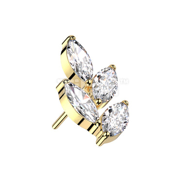 Implant Grade Titanium Threadless Push In Marquise CZ Leaf Top - Image 5