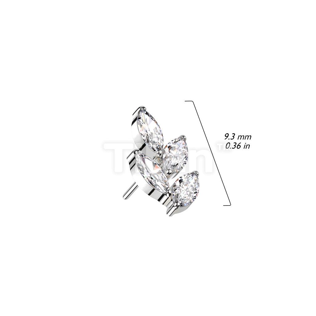 Implant Grade Titanium Threadless Push In Marquise CZ Leaf Top - Image 7