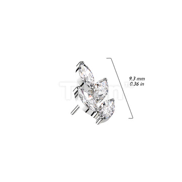 Implant Grade Titanium Threadless Push In Marquise CZ Leaf Top - Image 7