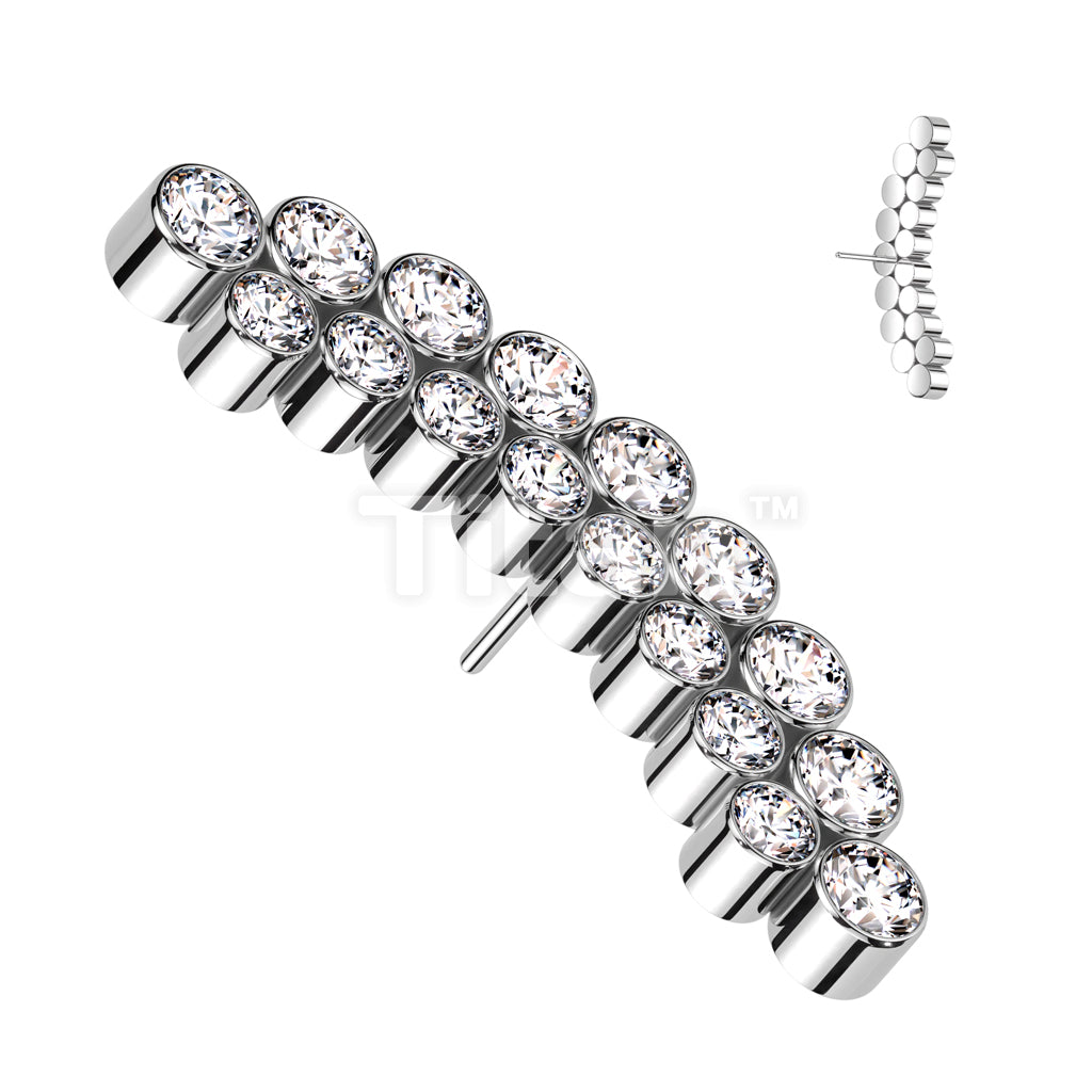 Implant Grade Titanium Threadless Push In Curved Double Bezel Set CZ Top - Image 2
