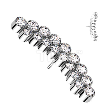 Implant Grade Titanium Threadless Push In Curved Double Bezel Set CZ Top - Image 2