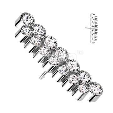 Implant Grade Titanium Threadless Push In Double Line Bezel Set CZ Top - Image 2