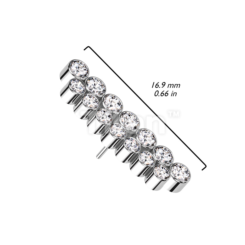 Implant Grade Titanium Threadless Push In Double Line Bezel Set CZ Top - Image 3